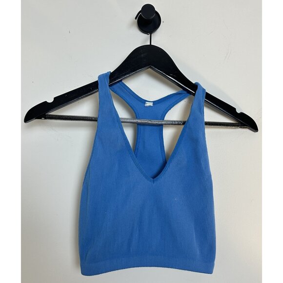 FREE PEOPLE Movement Free Throw Crop Top in Blue Size Small - Picture 2 of 4